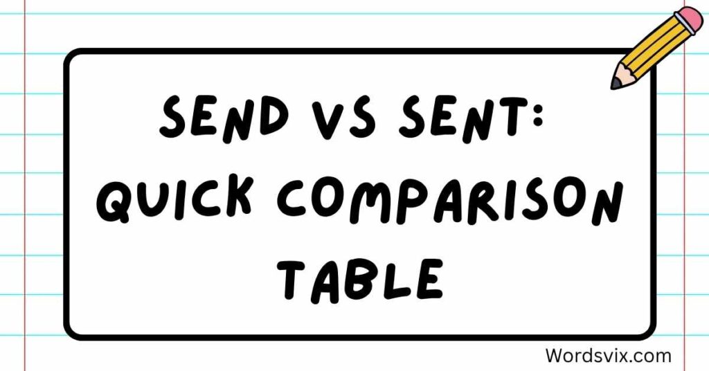 Send vs Sent: Quick Comparison Table